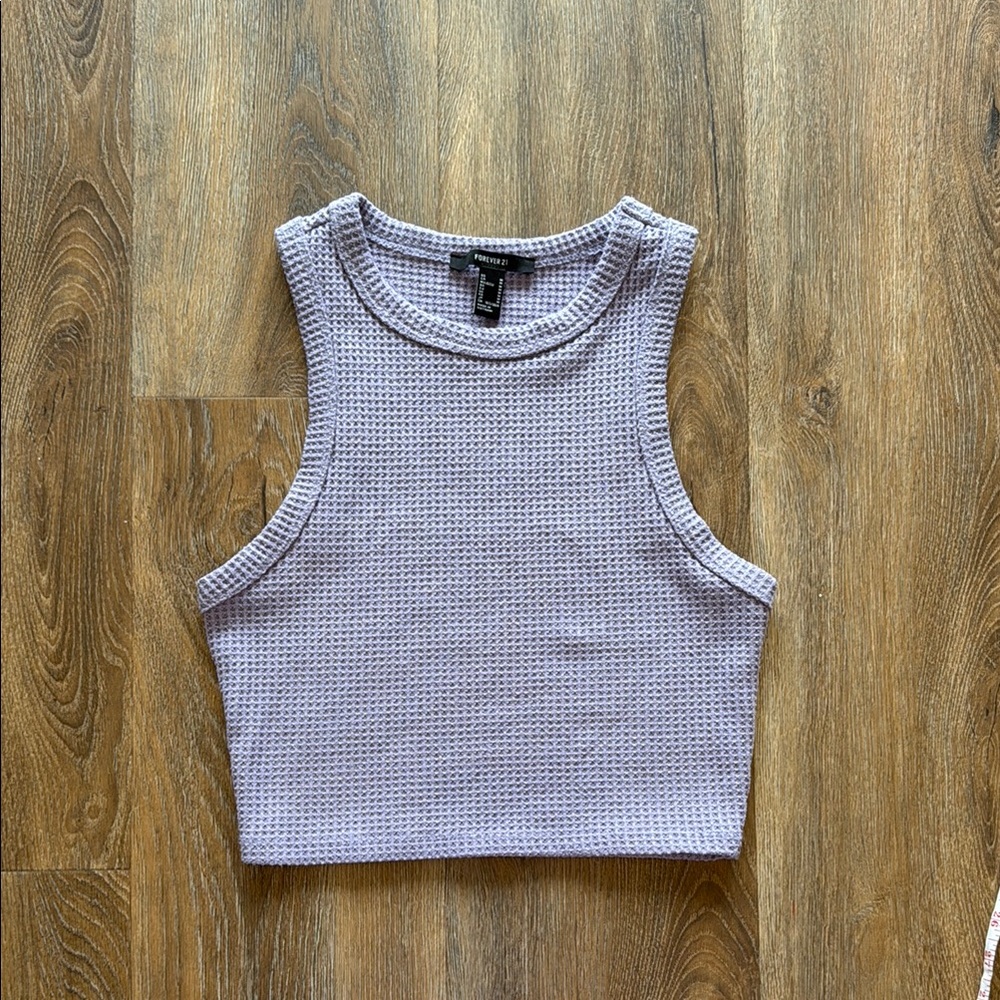 Forever 21 Lavender Waffle Knit Cropped Tank Top